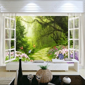 Papel Tapiz 3D Personalizado con Paisaje Natural <span class=keywords><strong>de</strong></span> Viñedo y Flores, Decoración <span class=keywords><strong>de</strong></span> Pared para <span class=keywords><strong>TV</strong></span> - Product Image 3