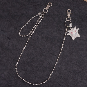 Collar de moda Hip Hop de dibujos animados con colgante de Gengar, cadena de cuentas de una sola capa, plata, aleación de zinc con engaste pavé - Product Image 1