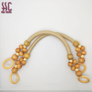 Poignée en <span class=keywords><strong>bois</strong></span> pour femme avec perles, manche en <span class=keywords><strong>bois</strong></span> vintage pour <span class=keywords><strong>sac</strong></span> à main, hexagonale, nouvelle mode - Product Image 1