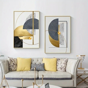 رسم بأشكال هندسية مخصصة من الزجاج على قماش الكانفا مناسب لغرفة المعيشة رسم على الجدران من البورسلين الكريستالي