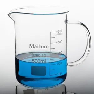 High quality multi-purpose custom 500ml medical beaker with spout and handle