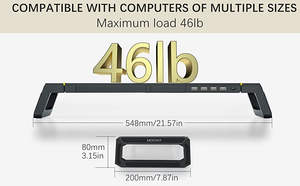 Home Office Desktop Foldable Gaming Lights Computer RGB Monitor <strong>Riser</strong> Stand with USB HUB and Drawer - Product Image 3