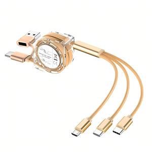 Cavo USB-<span class=keywords><strong>C</strong></span> <span class=keywords><strong>3</strong></span>-in-1 Retrattile Personalizzato con Logo, per Ricarica Rapida e Trasferimento Dati, Conduttori in Rame Puro, 60W - Product Image 4