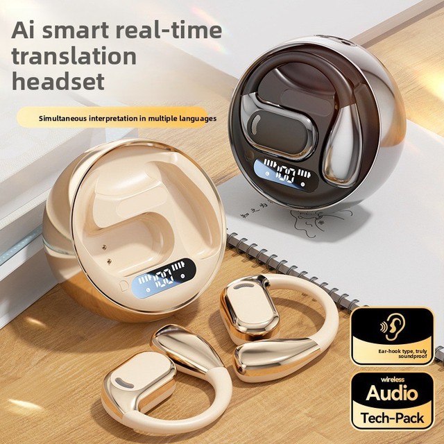 Cross-border AI Intelligent Translation for Bone Conduction Headphones IPX5 Waterproof ANC Noise-Reducing Ear-Hanging