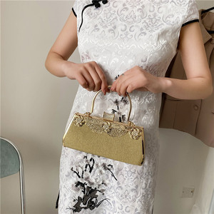 Sac à main et porte-monnaie à chaîne unique avec impression de diamant incrusté pour banquet en métal - Product Image 6