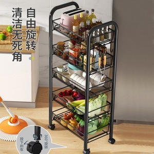<b>Kitchen</b> Storage Trolley Multi Layer Carbon Steel Portable Rolling Rack For Vegetable Basket <b>Kitchen</b> Use - Product Image 1