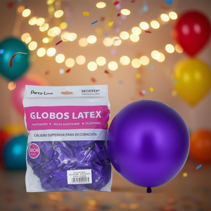Ballons en latex Party Love 30 cm, violet métallisé, pour fêtes et décorations d'anniversaire - Product Image 2