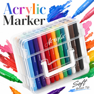 ART WALKER <span class=keywords><strong>Pennarelli</strong></span> <span class=keywords><strong>Acrilici</strong></span> Impermeabili con <span class=keywords><strong>Punta</strong></span> Morbida, Non Cancellabili, Inodori, Resistenti allo Sbiadimento, Asciugatura Rapida, Portatili per Art Journal - Product Image 1