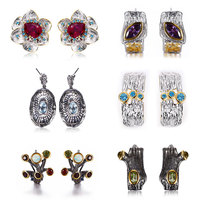 Blumendesign Thailand Handgefertigte 925 Sterling Silber Ohrringe mit Weißem Zirkon
