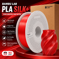 Filamen Printer 3D Bambu PLA Silk+ Chrome Grosir 1.75mm/kg Kilap Mengkilap Peningkatan Adhesi Lapisan Kompatibel AMS Pasokan Massal