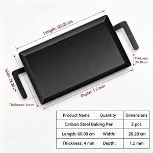 Teglia Rettangolare in Acciaio al Carbonio Personalizzata per Pizza con Manici 4mm per <span class=keywords><strong>Ristoranti</strong></span> e Cucina Domestica Vendita all'Ingrosso - Product Image 6