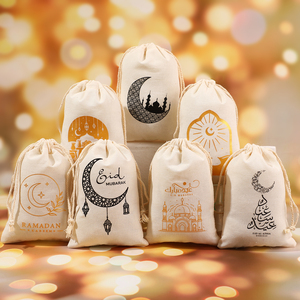 Ramadan & Eid Mubarak Satin Cotton Gift <b>Bags</b> 10*15 Inch Silk Jewelry Pouches Party Favor Candy <b>Bags</b> for Religious Supplies - Product Image 1