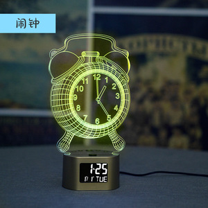 Luz nocturna LED con forma de oso 3D, cambio de color, control táctil, alimentación USB, reloj digital para decoración de dormitorio o escritorio. - Product Image 5