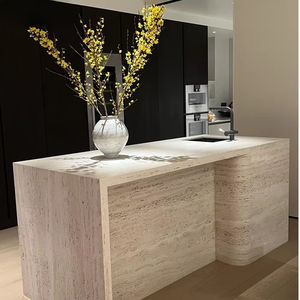 Losas de Mármol Travertino Beige Premium para Cocina, Isla de Salón, Encimera Personalizable, Mesa de Centro de Piedra de Lujo - Product Image 1