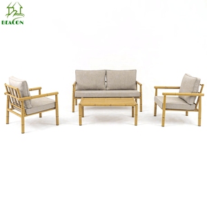 Sofá de aluminio a prueba de intemperie para exteriores, sofá moderno de bambú para verano - Product Image 1