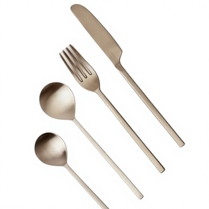 Ensemble de Couverts de Luxe Élégants en Acier Inoxydable Mat avec Manche Tubulaire pour Fêtes, Ustensiles de Table Écologiques pour la Cuisine - Product Image 1
