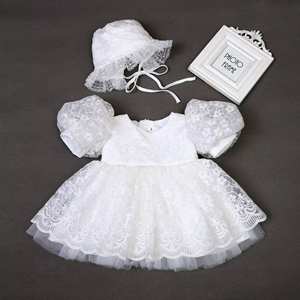 Robe de baptême <span class=keywords><strong>pour</strong></span> bébé fille de 0 à 30 <span class=keywords><strong>mois</strong></span>, grande robe de mariée en dentelle blanche, col rond, princesse - Product Image 3