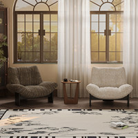 Fauteuil de salon moderne sans accoudoirs, à assise large et rembourré, avec pieds en bois, pour hall d'hôtel, appartement, salon et réception