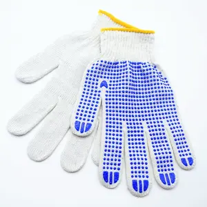 Cotton Knitted Safety Gloves PVC Dotted Protective Gloves Anti Slip Grip Gloves For Driving Handling Gardening Household Work