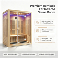 Sauna infrarouge lointain électrique de haute qualité en bois massif (Hemlock/Cèdre rouge) pour 4 personnes, idéal pour chambre et villa