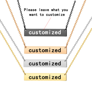 不锈钢银玫瑰金蓝色黑色18k镀金定制名称日期消息标志空白矩形牌匾条项链 - Product Image 4