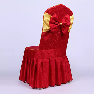 Luxury Jacquard Woven Polyester/Cotton Pure White Durable <strong>Chair</strong> <strong>Cover</strong> Stretch Ruffled Skirt Steel Pipe Banquet Wedding - Product Image 4