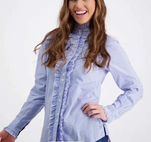 <span class=keywords><strong>Camicia</strong></span> da <span class=keywords><strong>Donna</strong></span> 100% Cotone a Righe e Quadri, Taglio Femminile, Bottoni a Tutta Lunghezza, Stile Western <span class=keywords><strong>con</strong></span> <span class=keywords><strong>Volant</strong></span> - Product Image 4