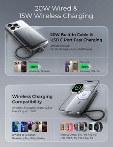 Cargador Inalámbrico Magnético LISEN, Banco de Energía de 10000 mAh, <span class=keywords><strong>Batería</strong></span> <span class=keywords><strong>Externa</strong></span> Delgada y Portátil para Viajes en Auto, Carga de Emergencia para Teléfono - Product Image 6