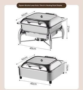 Otros Suministros para Hoteles y Restaurantes, Recipiente para Calentar <span class=keywords><strong>Comida</strong></span> de Acero Inoxidable, Calentador de <span class=keywords><strong>Comida</strong></span> Hidráulico para Buffet con Tapa de Vidrio para Bodas - Product Image 4