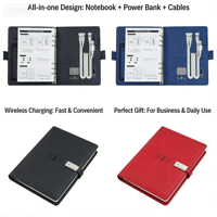 Carnet en cuir réutilisable amélioré par l'IA avec reliure à anneaux, design rétro, journal personnalisé imprimé pour promotion en entreprise