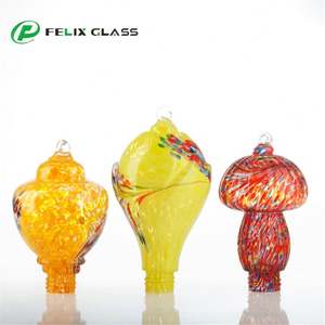 Abat-jour cylindrique en verre artisanal, écologique et durable, de couleur florale, style industriel moderne, vente directe usine pour suspension intérieure - Product Image 1