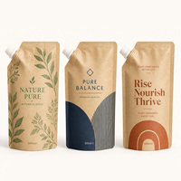 Pochette Doypack en papier kraft biodégradable avec bec verseur, imprimée sur mesure, pour emballage écologique de poudres, compléments alimentaires, haricots et noix