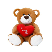 Ours en peluche avec cœur 'Je t'aime', adorable poupée en peluche pour la Saint-Valentin, doublure en maille, directement de l'usine, faible MOQ, cadeaux OEM/ODM