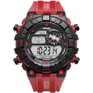 Smael 1439运动电子数字男士腕表顶级质量48毫米表盘直径不锈钢后盖手表