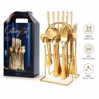 Ensemble de couverts en acier inoxydable SS410, boîte cadeau, finition miroir, résistant au ternissement, pour café, restaurant, hôtel, restauration, vente en gros
