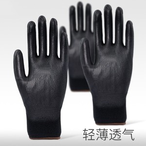 Guantes negros recubiertos de PU, guantes de trabajo, estilo industrial ligero, transpirables, delgados, resistentes al desgaste, adecuados para entrega urgente - Product Image 2
