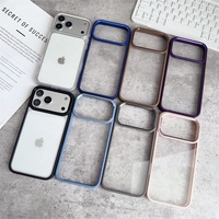 Coque de téléphone personnalisée transparente mate colorée avec cadre électroplaqué et rainures pour iPhone 17 Pro Max – Étui de protection antichoc transparent