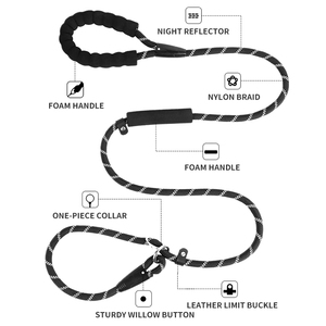 Wholesale Strong Padded Rivet Waterproof <strong>Dog</strong> Leash Climbing Running Tracking Reflective Soft Handle Nylon Rope Pet <strong>Dog</strong> Leash - Product Image 4