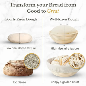 Natural Sourdough Bread Fermentation Basket <b>Set</b> Rattan Dough Fermentation <b>Set</b> Baking Mixer Scraper Home Baking Utility Tools - Product Image 4