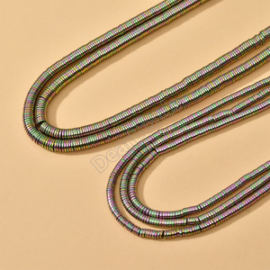 Rondelle Heishi perles de <span class=keywords><strong>pierre</strong></span> d'<span class=keywords><strong>hématite</strong></span> noir or argent, perles d'<span class=keywords><strong>hématite</strong></span> plaquées or rose de 1mm 2mm 3mm 4mm pour la fabrication de bijoux - Product Image 2