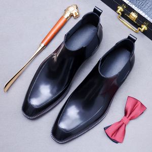 Chaussures carrées rétro décontractées faites à la main pour hommes, tendance, vernies, à lacets, légères, respirantes, semelle extérieure en caoutchouc antidérapante, style britannique Penny - Product Image 6