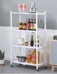 Étagère de Rangement de Cuisine Mobile et Pliable Blanche Approvisionnement Usine Multifonctionnelle sur Pied sans Montage en Métal Bon Marché - Product Image 6