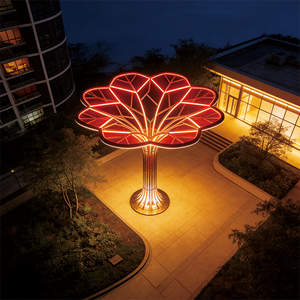 Installazione Artistica LED con Struttura in Acciaio a Forma di Albero della Vita, Design Geometrico Iridescente IP65 3D per Decorazione Paesaggistica Esterna - Product Image 4