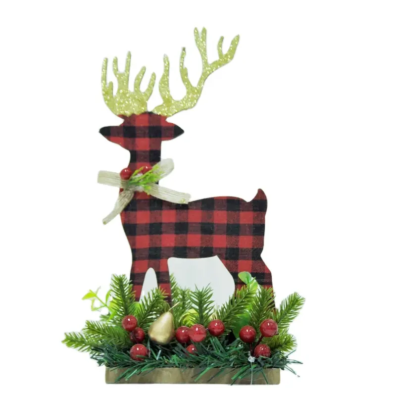 Christmas Wooden Pendant Xmas Party Elk Desktop Stand Ornament Christmas Table Decorations