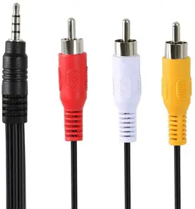 3.5毫米-3 RCA插头转RCA立体声音频视频男AUX Cable1.5m线