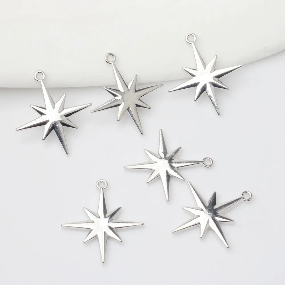 Colgante de aleación de Zinc en forma de estrella de estilo de moda, colgante pequeño de oro y plata de circón, pulsera, collar, accesorios DIY