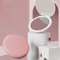 Miroir de maquillage LED portable pliable, miroir cosmétique double face, miroir de poche rond grossissant pour les voyages et la salle de bain