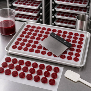 TH Round Coin Silicone Gummy Mold Half Sheet Pan Scraper Tray <b>Set</b> Vitamin Supplement Food Grade Functional Gummy Candy Wholesale - Product Image 4