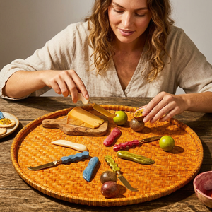 The Handmade Collection Resin Handle <b>Cheese</b> <b>Knife</b> <b>Set</b> with Stainless Steel Blades Durable Dishwasher Safe for Serving Cutting - Product Image 1