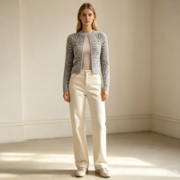 Pull en maille décontracté gris de haute qualité Ines Undefined, à manches longues, avec motif pointelle, OEM & ODM, vente en gros